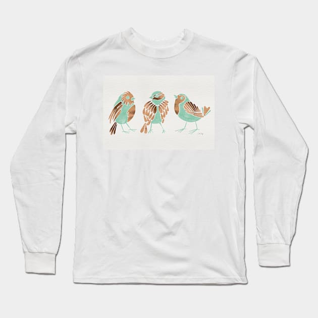 finches mint Long Sleeve T-Shirt by CatCoq